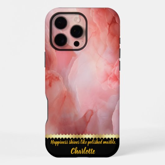 Coque iPhone 16 Pro Max Une danse douce de textures de marbre rose tendre (Verso)