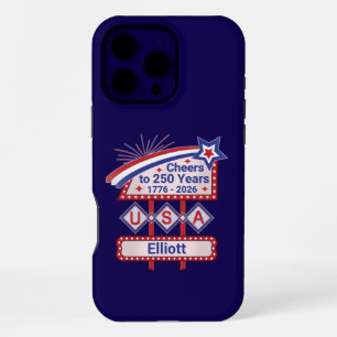 Coque iPhone 16 Pro Max USA 250 personnalisé - Marquee Rétro Patriotique