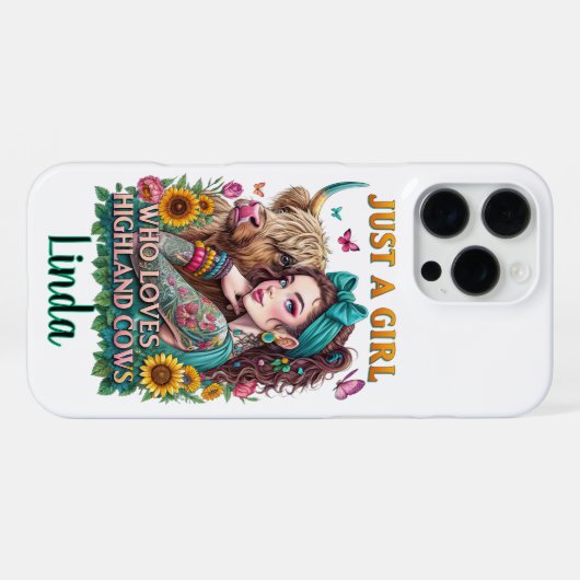 Coque iPhone 16 Pro Max Vache customisée Highland (Verso Horizontal)