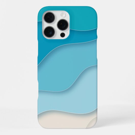 Coque iPhone 16 Pro Max Vagues bleu 3D (Verso)