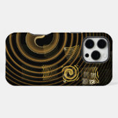 Coque iPhone 16 Pro Max Vagues dorées hypnotiques Art abstrait moderne (Verso Horizontal)