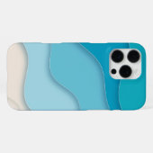 Coque iPhone 16 Pro Max Vagues océaniques bleues 3D (Verso Horizontal)