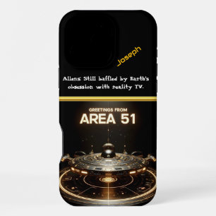 Coque iPhone 16 Pro Max Vaisseau Spatial Mystérieux Repéré à la Zone 51 la