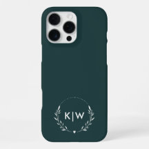 Vert forêt et blanc | Monogramme d'initiales moder