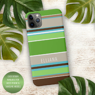 Coque iPhone 16 Pro Max Vert lime Aqua bleu Marron Taupe Blanc Rayures