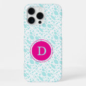 Coque iPhone 16 Pro Max Vert menthe et monogramme rose (Verso)