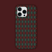 Coque iPhone 16 Pro Max Vert & Rouge Burgundy Argyle Noël Fêtes