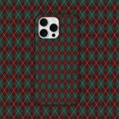 Coque iPhone 16 Pro Max Vert & Rouge Burgundy Argyle Noël Fêtes