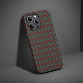 Coque iPhone 16 Pro Max Vert & Rouge Burgundy Argyle Noël Fêtes
