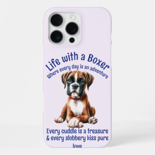 Coque iPhone 16 Pro Max Vie adorable de chien de boxe (Verso)