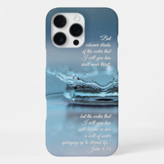 Coque iPhone 16 Pro Max Vie d'eau bleue ne jamais avoir soif Verset bibliq