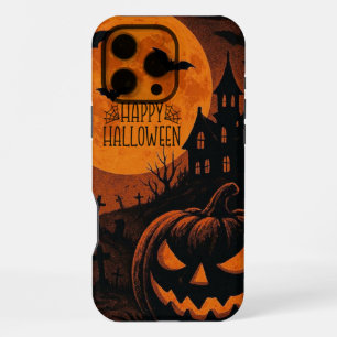 Coque iPhone 16 Pro Max Vintage, classique Happy Halloween citrouille