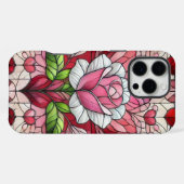 Coque iPhone 16 Pro Max Vitrail floral de la Saint-Valentin (Verso Horizontal)