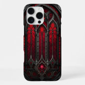 Coque iPhone 16 Pro Max Vitre de style gothique rouge (Verso)