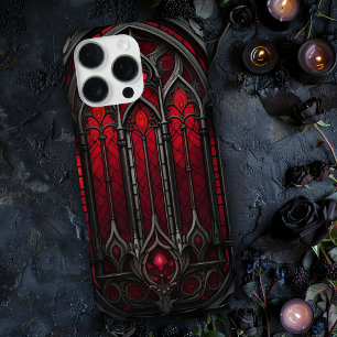 Coque iPhone 16 Pro Max Vitre de style gothique rouge
