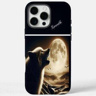 Coque iPhone 16 Pro Max Wolf Howling à la Pleine lune