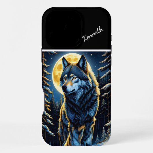 Coque iPhone 16 Pro Max Wolf Howling to Bright Moon (Verso)