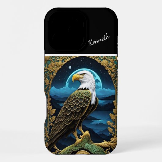 Coque iPhone 16 Pro Max Yeux D'Aigle Fixés Sur L'Océan En Bas (Verso)