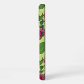 Coque iPhone 16 Pro Max Zinnias rose sur vert clair (Côté gauche)