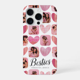 Coque iPhone 16 Pro Meilleure amie moderne 6 Photo & Collage de cœurs