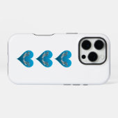 Coque iPhone 16 Pro Mérou - Cœurs bleus, disposés verticalement | (Verso Horizontal)