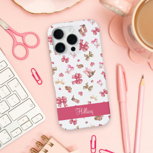 Coque iPhone 16 Pro Mignonne Coquette Rose Ruban Cowgirl Personnalisé