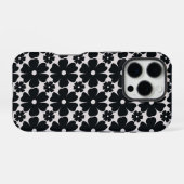 Coque iPhone 16 Pro Minimalist black & white daisy pattern (Verso Horizontal)
