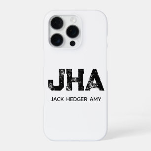 COQUE iPhone 16 PRO MINIMALISTE NOIR MONOGRAMME À TROIS LETTRES NOM BL