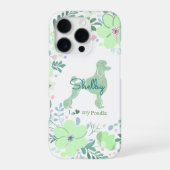 Coque iPhone 16 Pro Mint Green Poodle | Custom Floral Dog Mom (Verso)