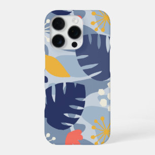 Coque iPhone 16 Pro Mod Monstera Leaf Abstraite Hawaiian Tropical Navy