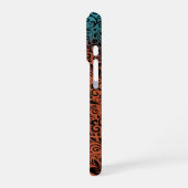 Coque iPhone 16 Pro Modèle Floral turquoise bleu et orange moderne (Côté gauche)