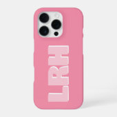 Coque iPhone 16 Pro Modern Pink Minimalist Vertical Monogram iPhone Ca (Verso)