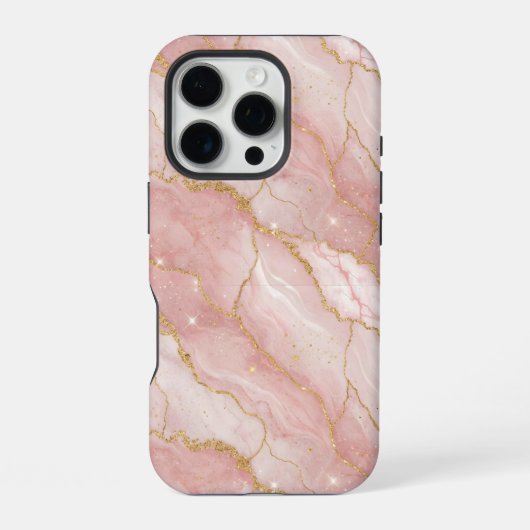 Coque iPhone 16 Pro Modern Rose Quartz Marble Gold (Verso)