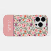 Coque iPhone 16 Pro Modern Wildflowers with Name (Verso Horizontal)