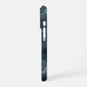 Coque iPhone 16 Pro Moderne Abstrait Vert Foncé Turquoise Monogramme N (Côté gauche)