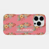 Coque iPhone 16 Pro Moderne Boho Floral Rose  (Verso Horizontal)