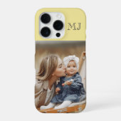 Coque iPhone 16 Pro Moderne Monogramme 1 Photo Jaune Clair (Verso)