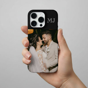 Coque iPhone 16 Pro Moderne Monogramme 1 Photo Noir de Minuit
