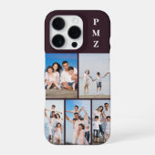 Coque iPhone 16 Pro Moderne Monogramme 5 Photo Collage Prune Violet (Verso)