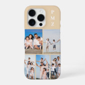 Coque iPhone 16 Pro Moderne Monogramme 5 Photos Collage Sable Crème Be (Verso)