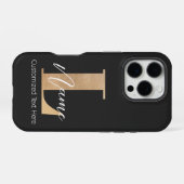 Coque iPhone 16 Pro Moderne Monogramme Initiale L & Nom Personnalisé (Verso Horizontal)