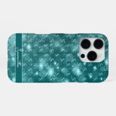 Coque iPhone 16 Pro Moderne Monogramme Océan Bleu Brillance (Verso Horizontal)