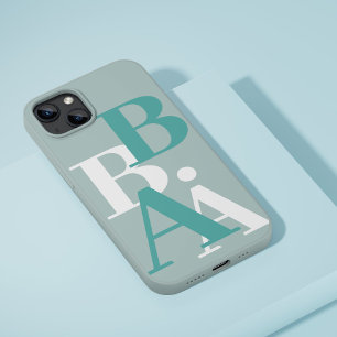 Coque iPhone 16 Pro Moderne noir et gris initial minimaliste contempor
