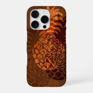Coque iPhone 16 Pro Momona Ananas Hawaïen Tropical Bois Faux
