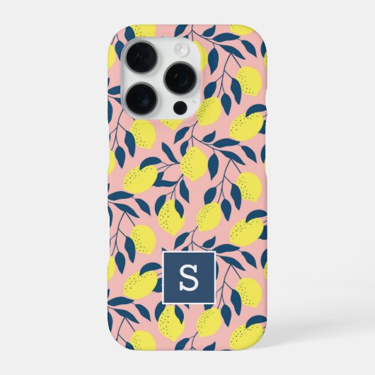 Coque iPhone 16 Pro Monogramme à motif de citron (Verso)