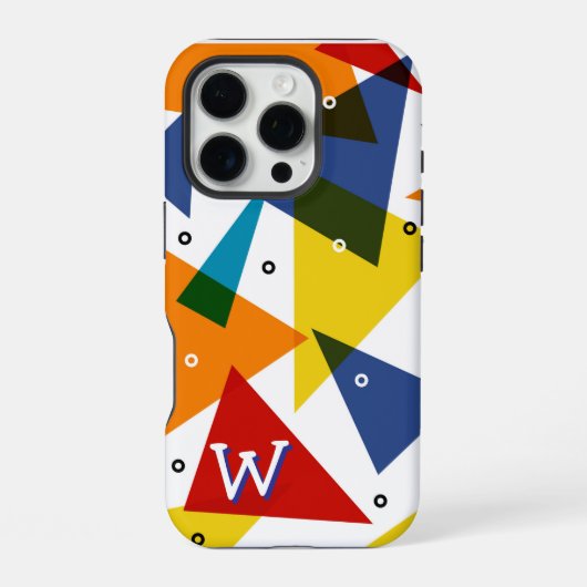 Coque iPhone 16 Pro Monogramme Abstrait Triangles Modernes  (Verso)