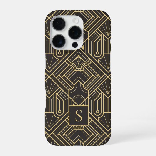 Coque iPhone 16 Pro Monogramme Art Déco (Verso)