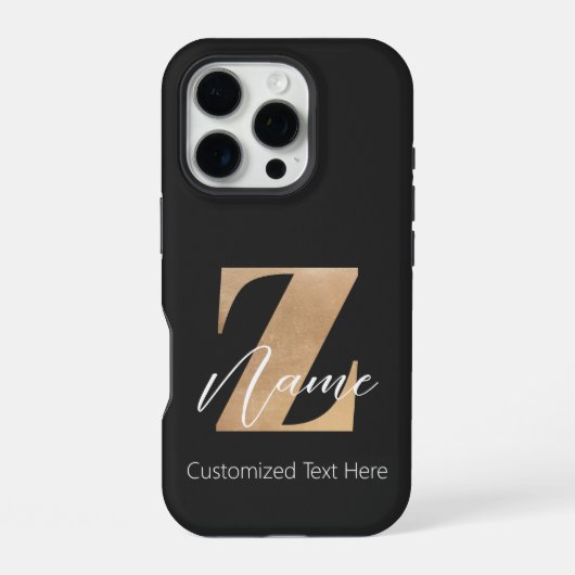 Coque iPhone 16 Pro Monogramme avec initiale Z et nom personnalisé (Verso)