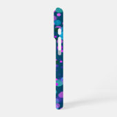 Coque iPhone 16 Pro Monogramme bleu brillant confetti pourpre points s (Côté gauche)