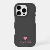 Coque iPhone 16 Pro Monogramme de cœur minimal peut modifier black pin (Verso)